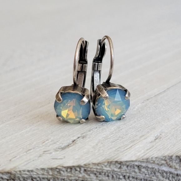 Austrian Crystal Earrings in Antique Silver - Picture 2 of 9